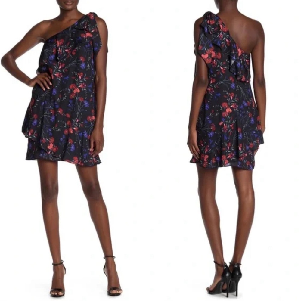 Parker Abrico Floral Ruffle one shoulder Dress Size XS